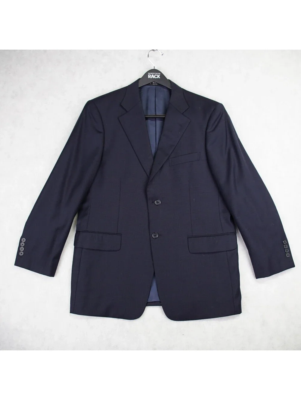 John W Nordstrom Loro Piana 120's Wool 2 Button Blazer Jacket Mens 42S Navy Flaw